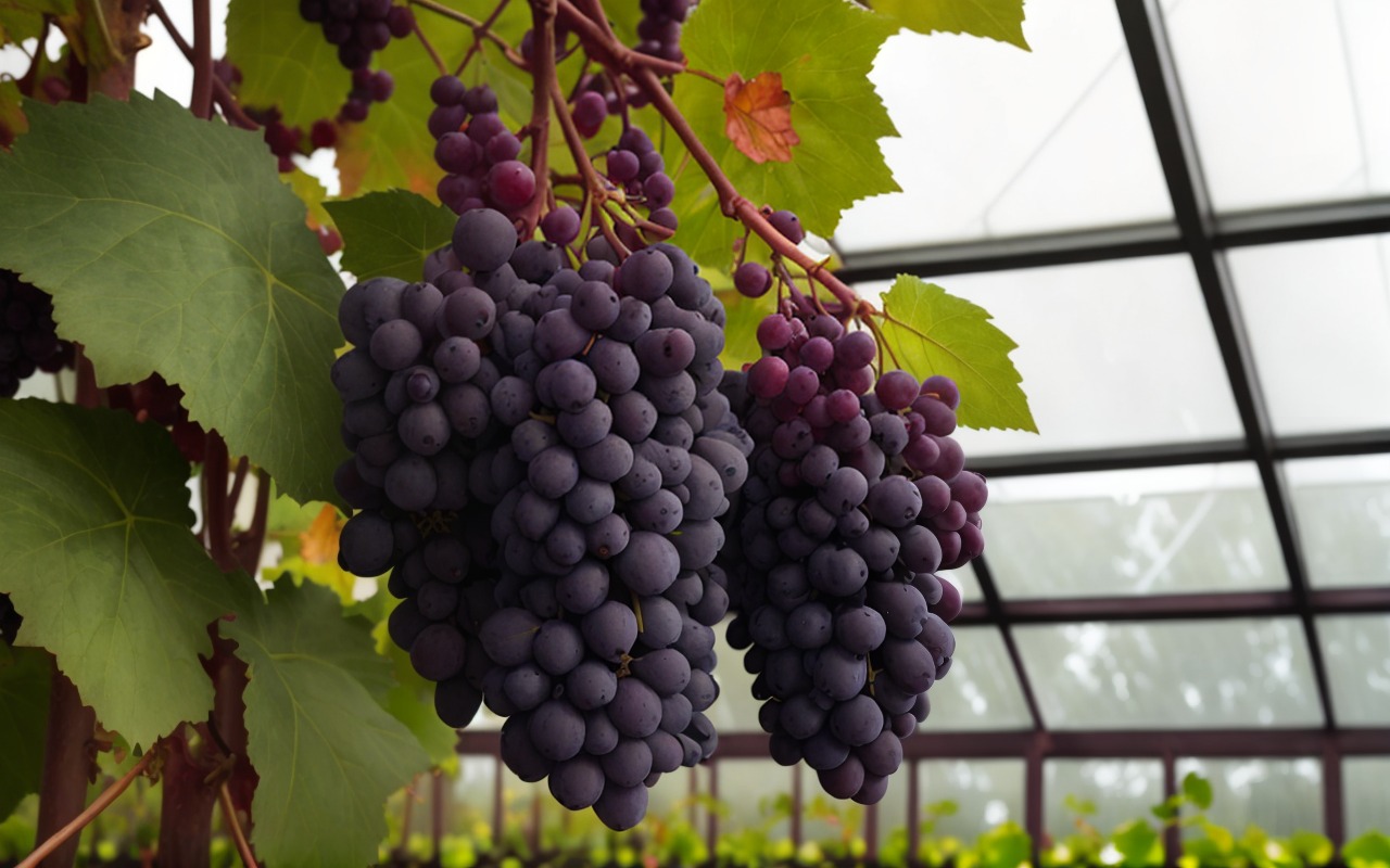 Grapes ripening in the greenhouse