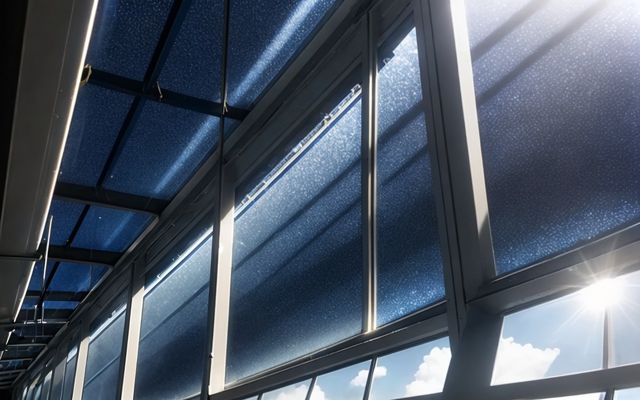 Transparent solar panels seen from below